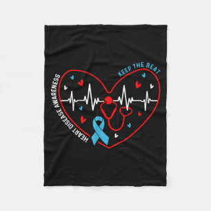 Heart Disease Awareness Heartbeat Survivor Warrior Fleece Blanket