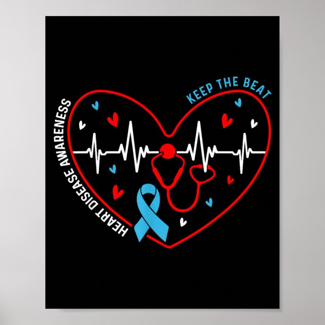 Heart Disease Awareness Heartbeat Survivor Warrior Poster (Front)