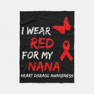Heart Disease Awareness I Wear Red For My Nana Rib Fleece Blanket