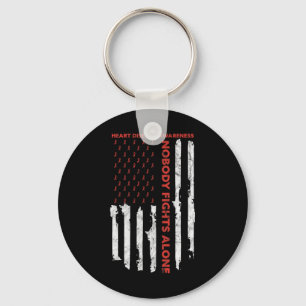 Heart Disease Awareness Month American Flag Key Ring