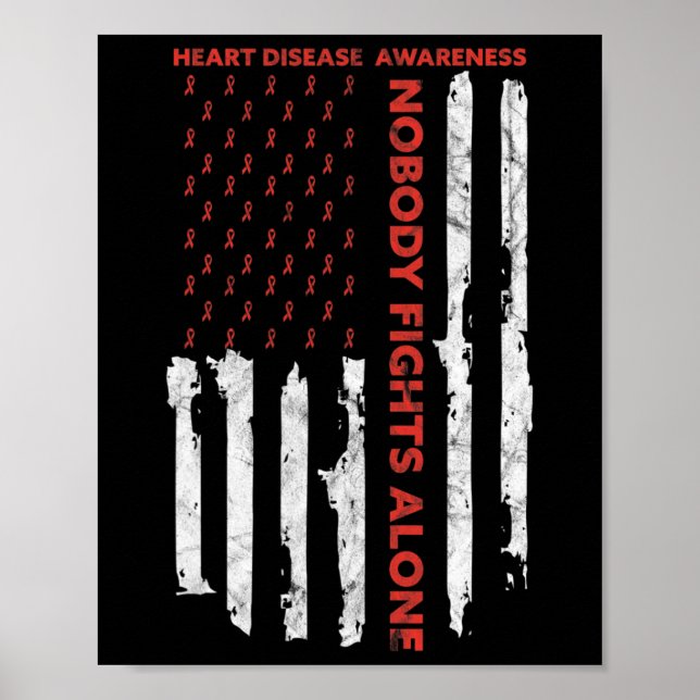 Heart Disease Awareness Month American Flag  Poster (Front)