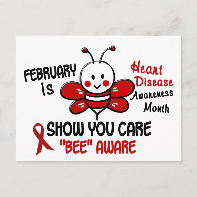 Heart Disease Awareness Month Bee 1.1 Postcard (Front)