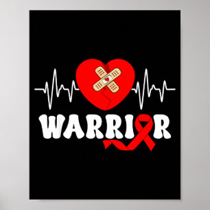 Heart Disease Awareness Month Fighters Red Ribbon Poster