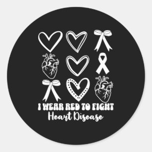 Heart Disease Awareness Month For Women Red Heart Classic Round Sticker