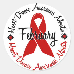 Heart Disease Awareness Month Red Ribbon 1.3 Classic Round Sticker