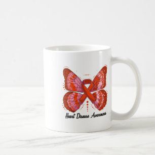 Heart Disease Awareness Month Red Ribbon Butterfly Coffee Mug