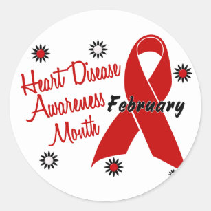 Heart Disease Awareness Month Ribbon 1.1 Classic Round Sticker