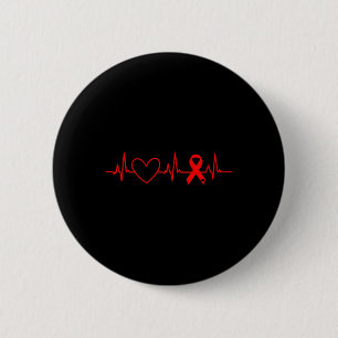 Heart Disease Awareness Month Ribbon Go Red Heart 6 Cm Round Badge