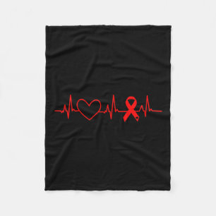 Heart Disease Awareness Month Ribbon Go Red Heart Fleece Blanket