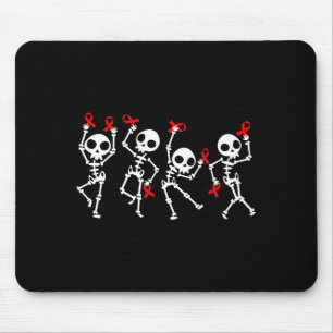 Heart Disease Awareness Month Skeleton Red Ribbon  Mouse Pad
