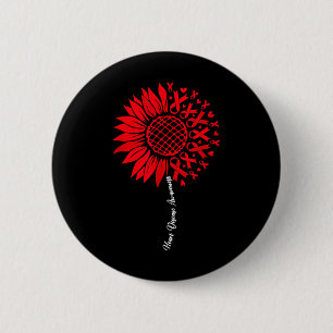 Heart Disease Awareness Month Sunflower For Women 6 Cm Round Badge