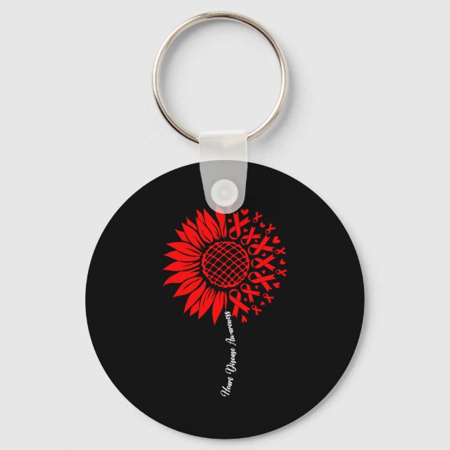 Heart Disease Awareness Month Sunflower For Women  Key Ring (Front)