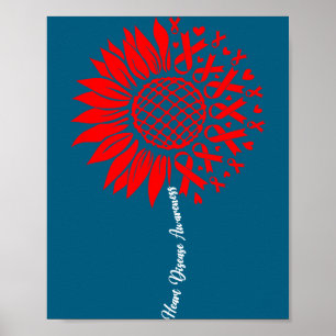 Heart Disease Awareness Month Sunflower For Women Poster