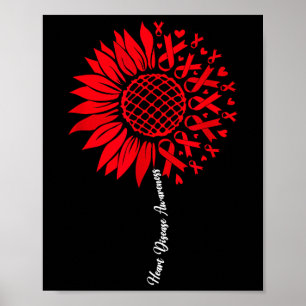 Heart Disease Awareness Month Sunflower For Women Poster