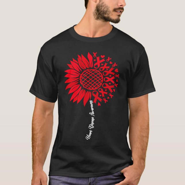 Heart Disease Awareness Month Sunflower For Women  T-Shirt (Front)