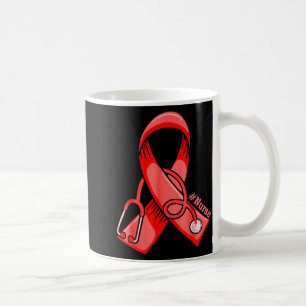 Heart Disease Awareness Nurse Stethoscope Red Ribb Coffee Mug