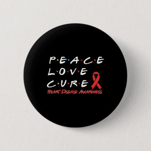 Heart Disease Awareness Peace Love Cure 6 Cm Round Badge