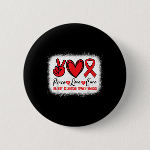 Heart Disease Awareness Peace Love Cure Go Red Hea 6 Cm Round Badge