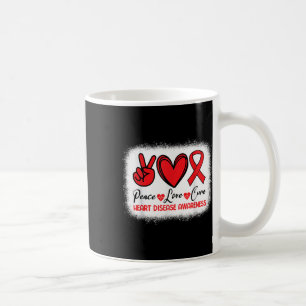 Heart Disease Awareness Peace Love Cure Go Red Hea Coffee Mug