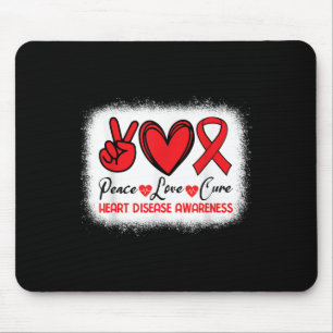 Heart Disease Awareness Peace Love Cure Go Red Hea Mouse Pad