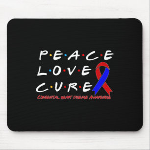 Heart Disease Awareness Peace Love Cure Mouse Pad