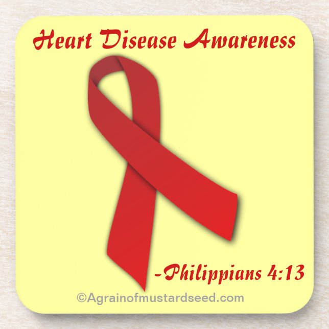 Heart Disease Awareness Phil 4:13 Coaster (Front)