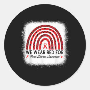 Heart Disease Awareness Rainbow Go Red Heart Classic Round Sticker