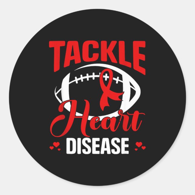 Heart Disease Awareness Red Heart Tackle Heart Dis Classic Round Sticker (Front)