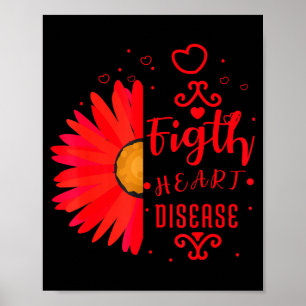 Heart Disease Awareness Red Ribbon Heart Attack Su Poster