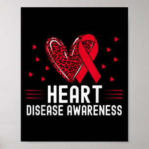 Heart Disease Awareness Shirt Chd Wear Red  Poster