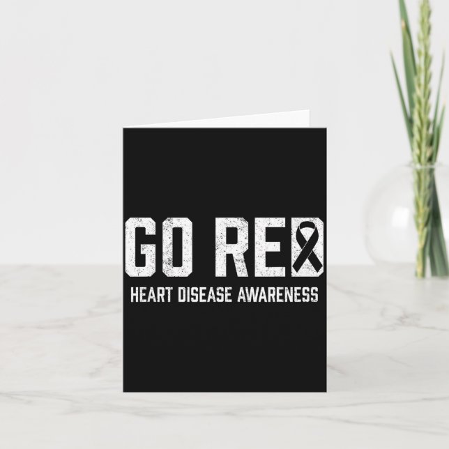 Heart Disease Awareness Shirt Go Red Heart Disease Card (Front)
