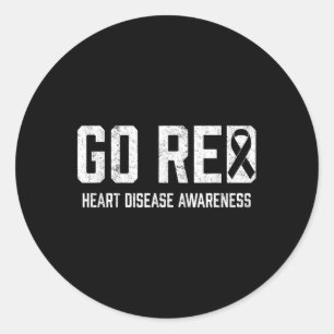 Heart Disease Awareness Shirt Go Red Heart Disease Classic Round Sticker