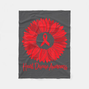 Heart Disease Awareness Sunflower Go Red Women Hea Fleece Blanket