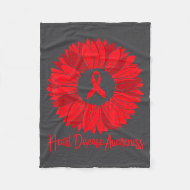 Heart Disease Awareness Sunflower Go Red Women Hea Fleece Blanket (Front)
