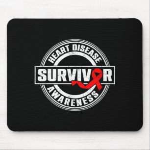 Heart Disease Awareness Survivor Month Red Ribbon Mouse Pad