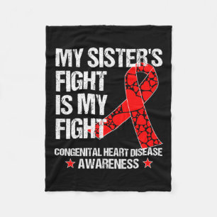 Heart Disease Awareness T Shirt Chd Sister Red Fleece Blanket