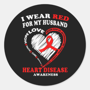 Heart Disease Awareness T Shirt - I Wear Red For M Classic Round Sticker