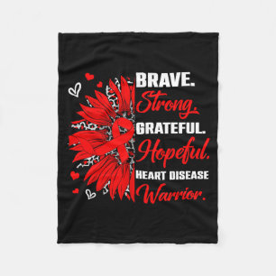 Heart Disease Awareness Warrior Leopard Sunflower Fleece Blanket