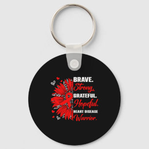 Heart Disease Awareness Warrior Leopard Sunflower  Key Ring