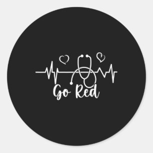Heart Disease Awareness We Wear Red In February Go Classic Round Sticker
