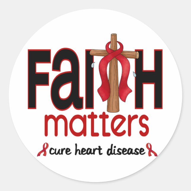 Heart Disease Faith Matters Cross 1 Classic Round Sticker (Front)