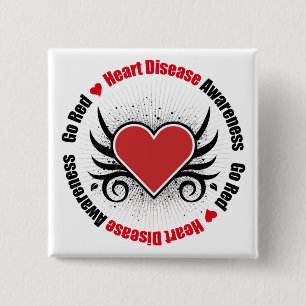 Heart Disease GO RED 15 Cm Square Badge