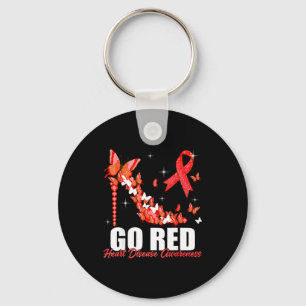 Heart Disease Ribbon Butterfly Red Heart Disease A Key Ring