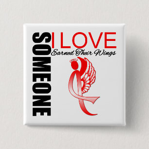 Heart Disease Someone I Love Earned Their Wings 15 Cm Square Badge