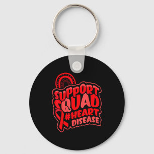 Heart Disease Support Squad Awareness Red Ribbon R Key Ring