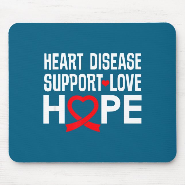 Heart Disease Suprt Love Hope Red Ribbon  Mouse Pad (Front)