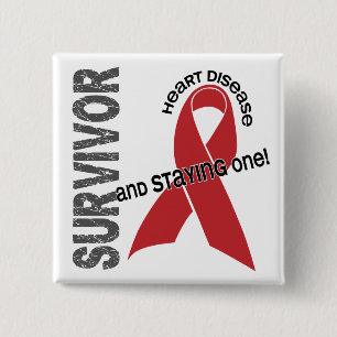 Heart Disease Survivor 15 Cm Square Badge
