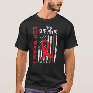 Heart Disease Survivor Women Men Kids Go Red USA T-Shirt