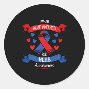 Heart Disease T Shirt With Blue Red Ribbon For Feb Classic Round Sticker