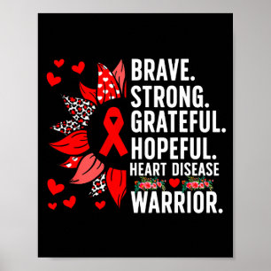 Heart Disease Warrior Heart Disease Awareness Mont Poster